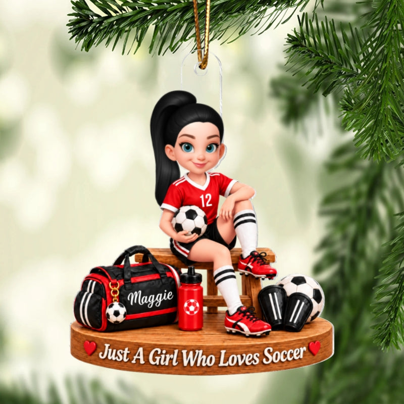 Just a Teen Who Loves Soccer - Personalized Acrylic Ornament - Christmas Gift for Daughter, Granddaughter, Niece