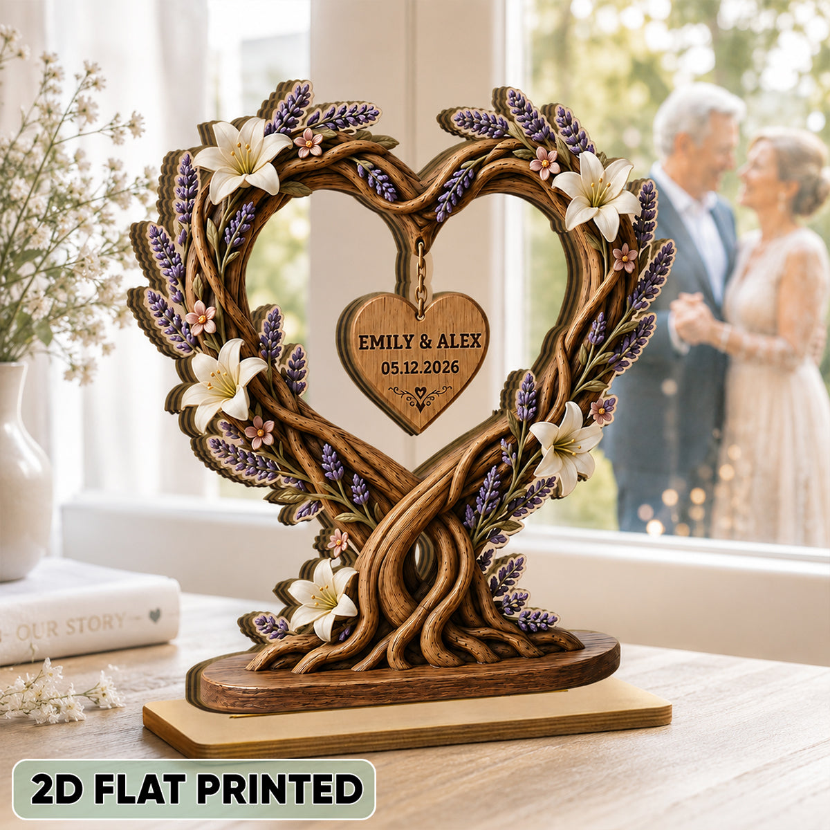 Couple Heart Tree Of Life - Personalized 2-Layered Wooden Plaque - Heartfelt Anniversary Gift for Her, for Him