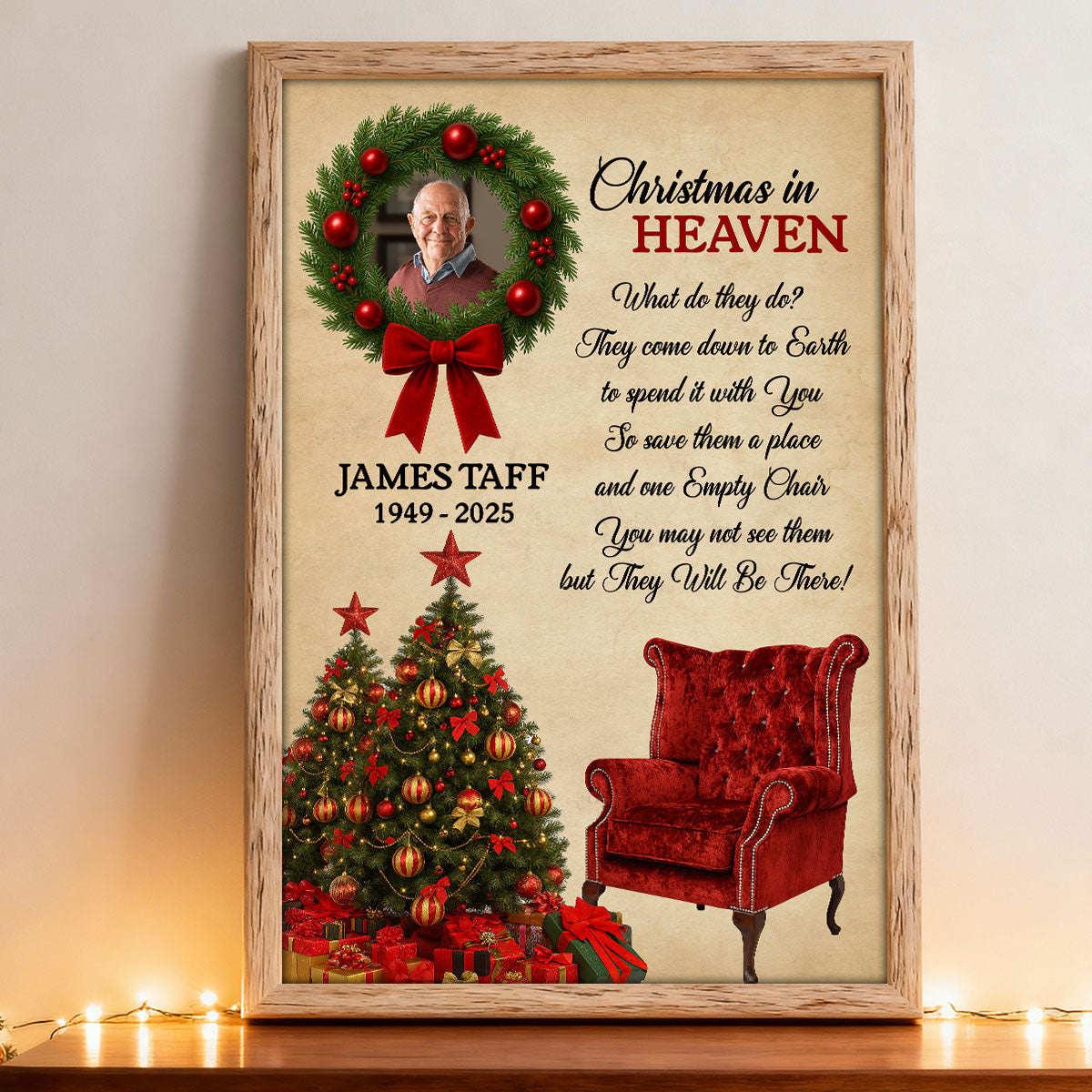 Christmas In Heaven Upload Photo Family Memorial - Personalized Poster