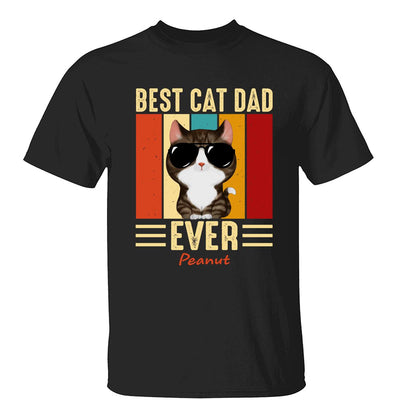 Cool Best Cat Dad Ever Watercolor Cute Cats Personalized Shirt