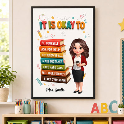 It Is Okay To Feel - Personalized Poster - Calm Down Corner, Teacher Decor for Classroom