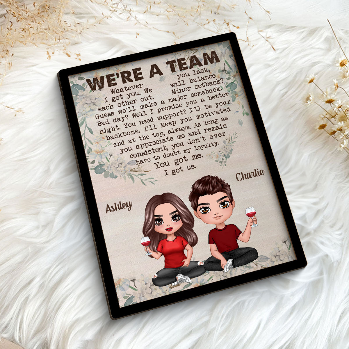 We‘re A Team Valentine’s Day Gift For Him Gift For Her Personalized 2-layer Wooden Plaque