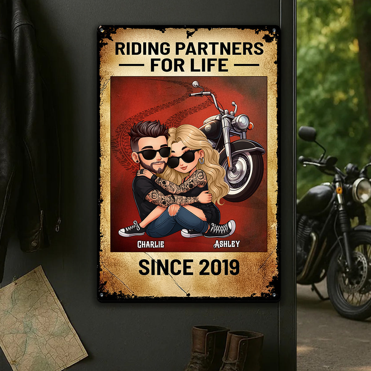 You Don't Stop Riding When You Get Old Biker Couple Personalized Metal Sign, Gifts For Riders
