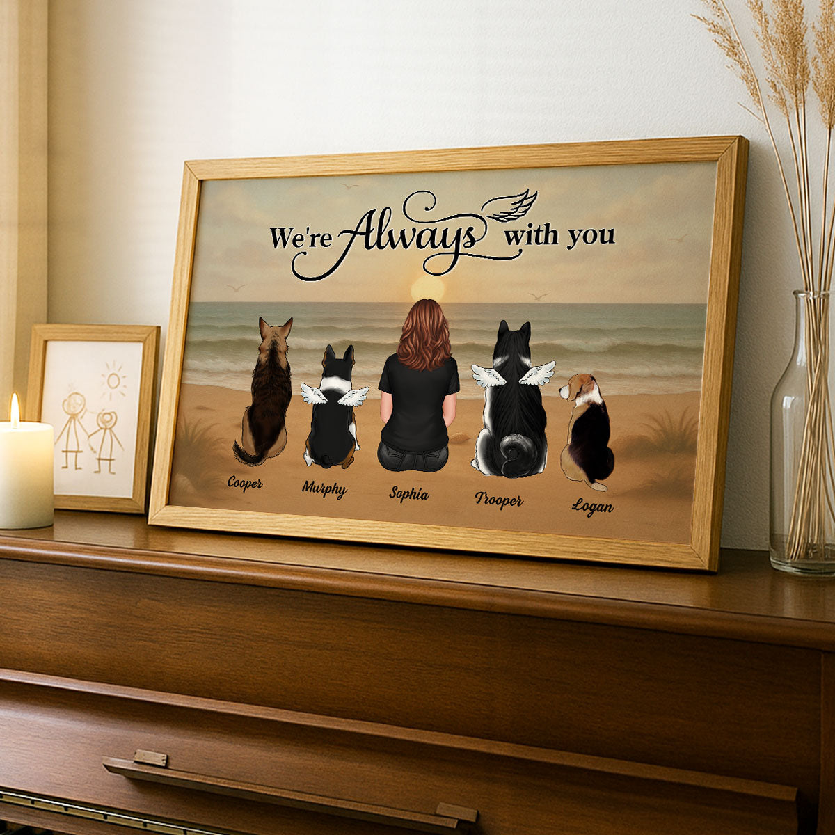 Retro Vintage Mountain Landscape Pet Dog Cat Memorial Personalized Poster
