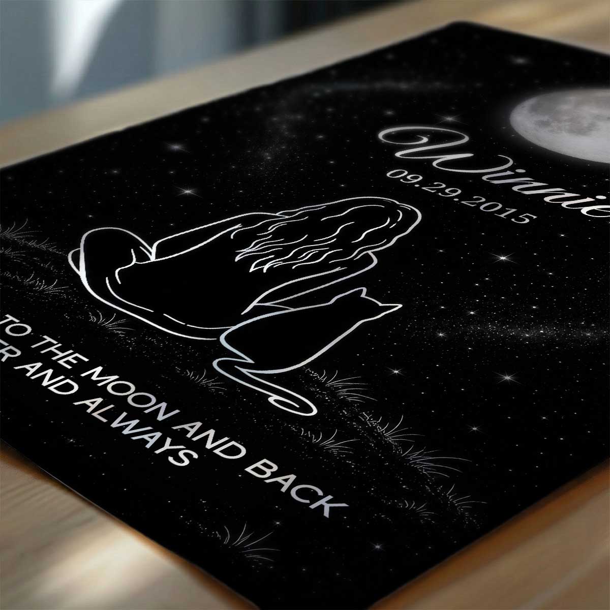 Cat Loss Memorial Moon Phase Galaxy Art - Personalized Poster - Pet Loss Memorial Sympathy Gift