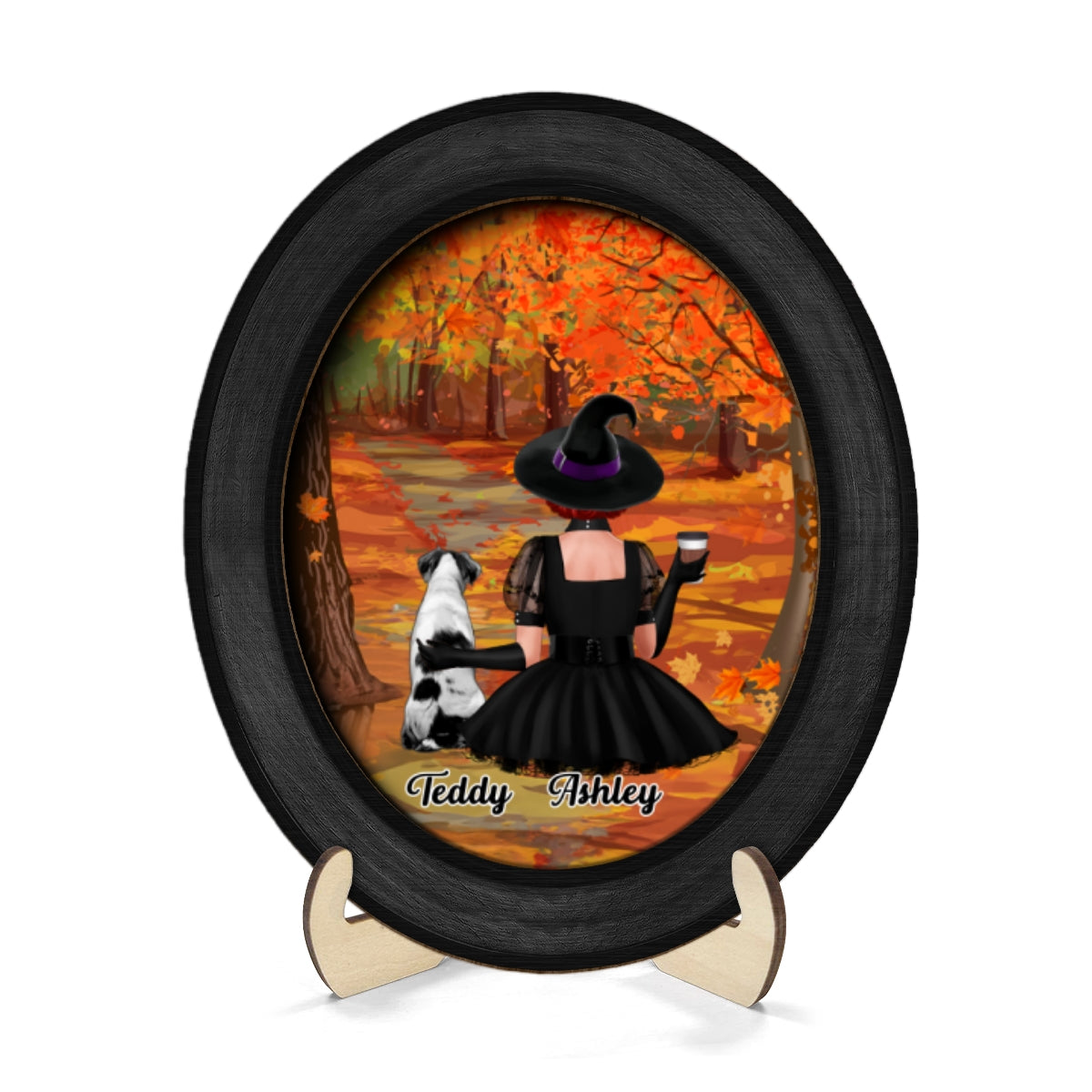 Fall Season Halloween Dog Mom Personalized 2-Layer Wooden Plaque, Halloween Decoration