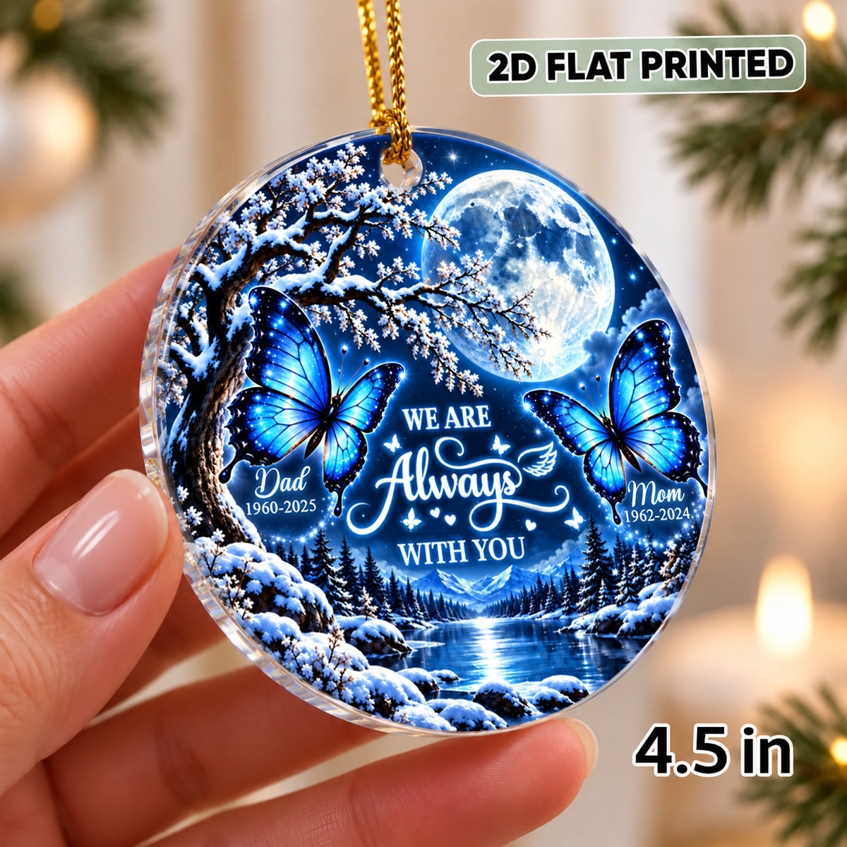 Always With You Butterfly Memorial - Personalized Acrylic Ornament - Heartfelt Sympathy Keepsake for Loved Ones