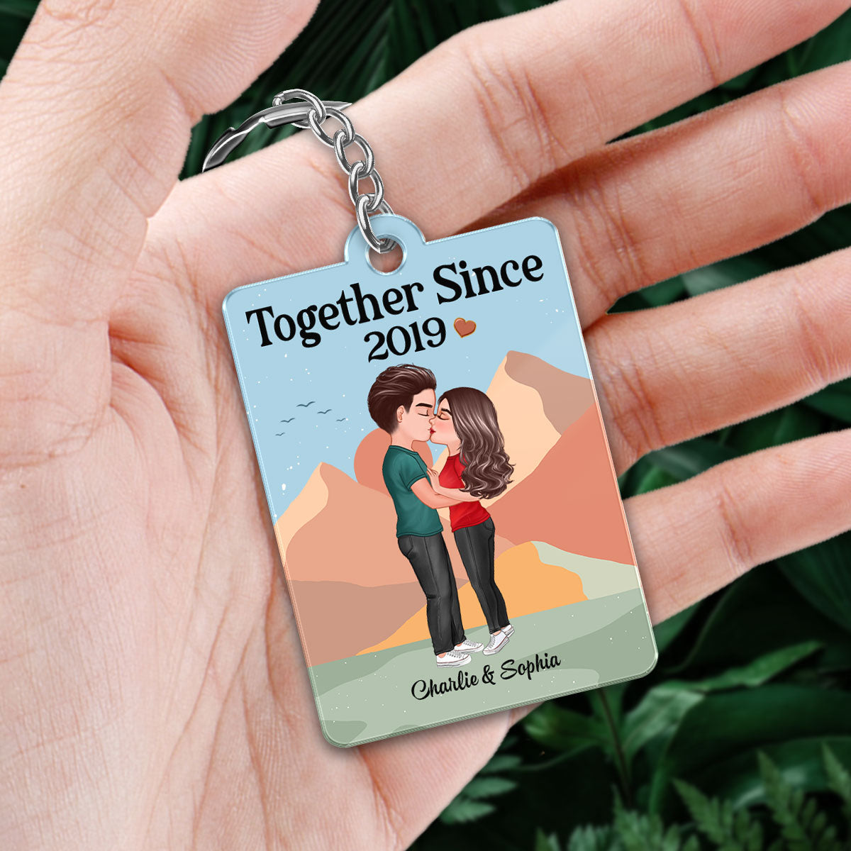 Doll Couple Kissing Abstract Boho Favorite Song QR Code Personalized Acrylic Keychain