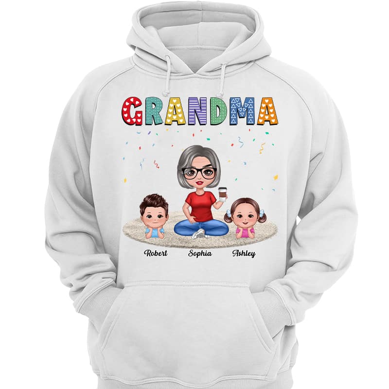 Grandma Grandkids Sitting On Carpet Personalized Shirt