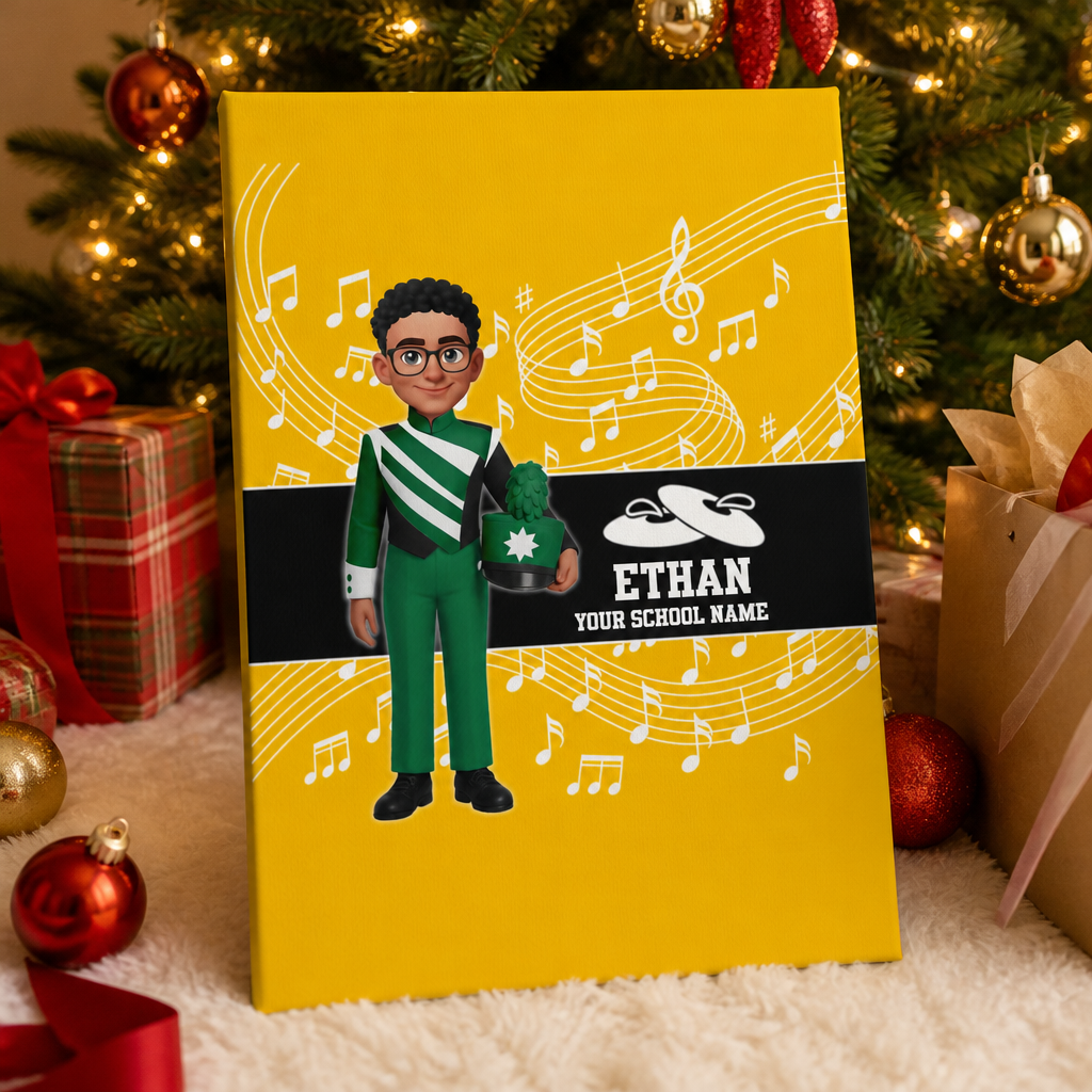 Custom Music Marching Band, Orchestra, Personalized Name, Color, School, Instrument, Trumpet, Clarinet, Tuba, Violine - Personalized Canvas - Christmas Gift For Son, Grandson, Daughter, Granddaughter