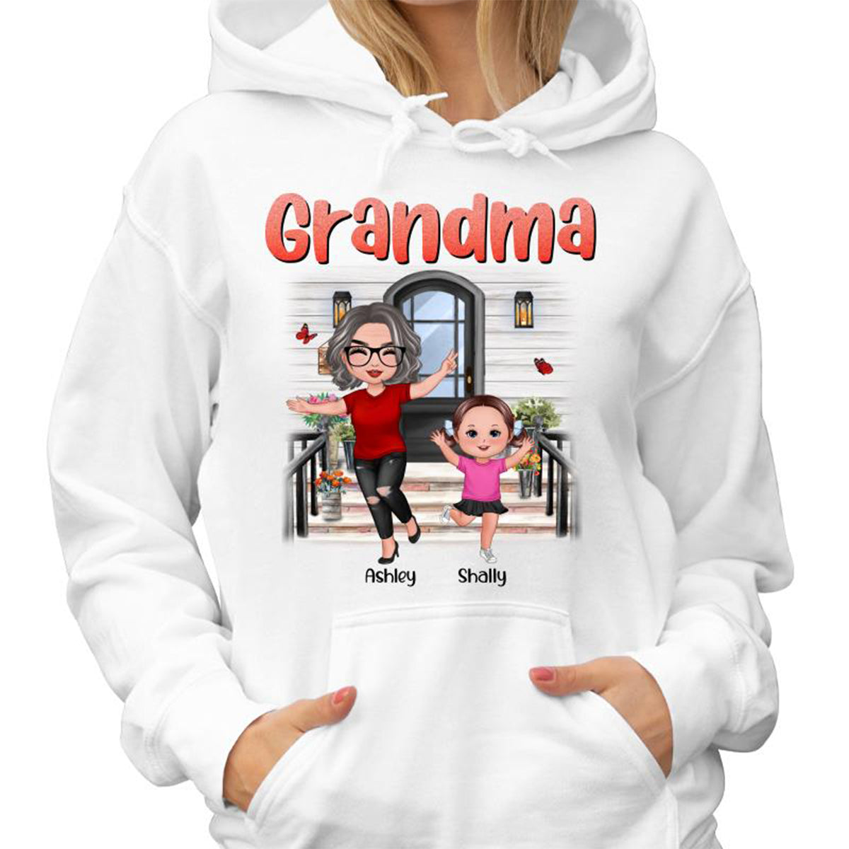 Happy Doll Grandma Grandkids Front Porch Personalized Shirt