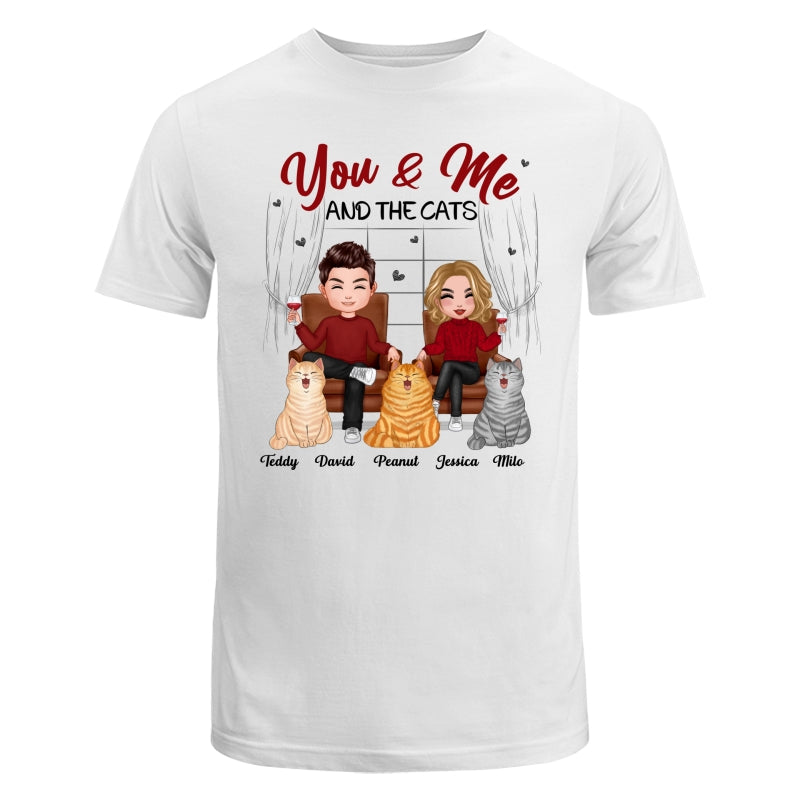 Couple And Cats Sitting Personalized Shirt
