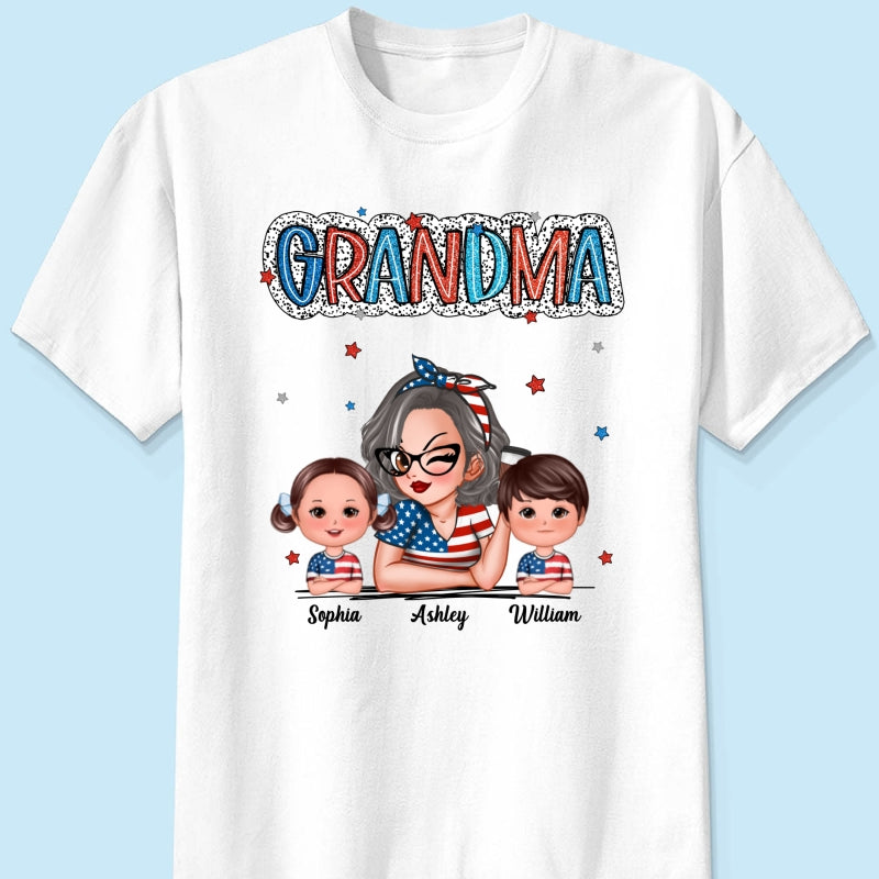 4th Of July Grandma And Grandkids Personalized Shirt, America Independence Day