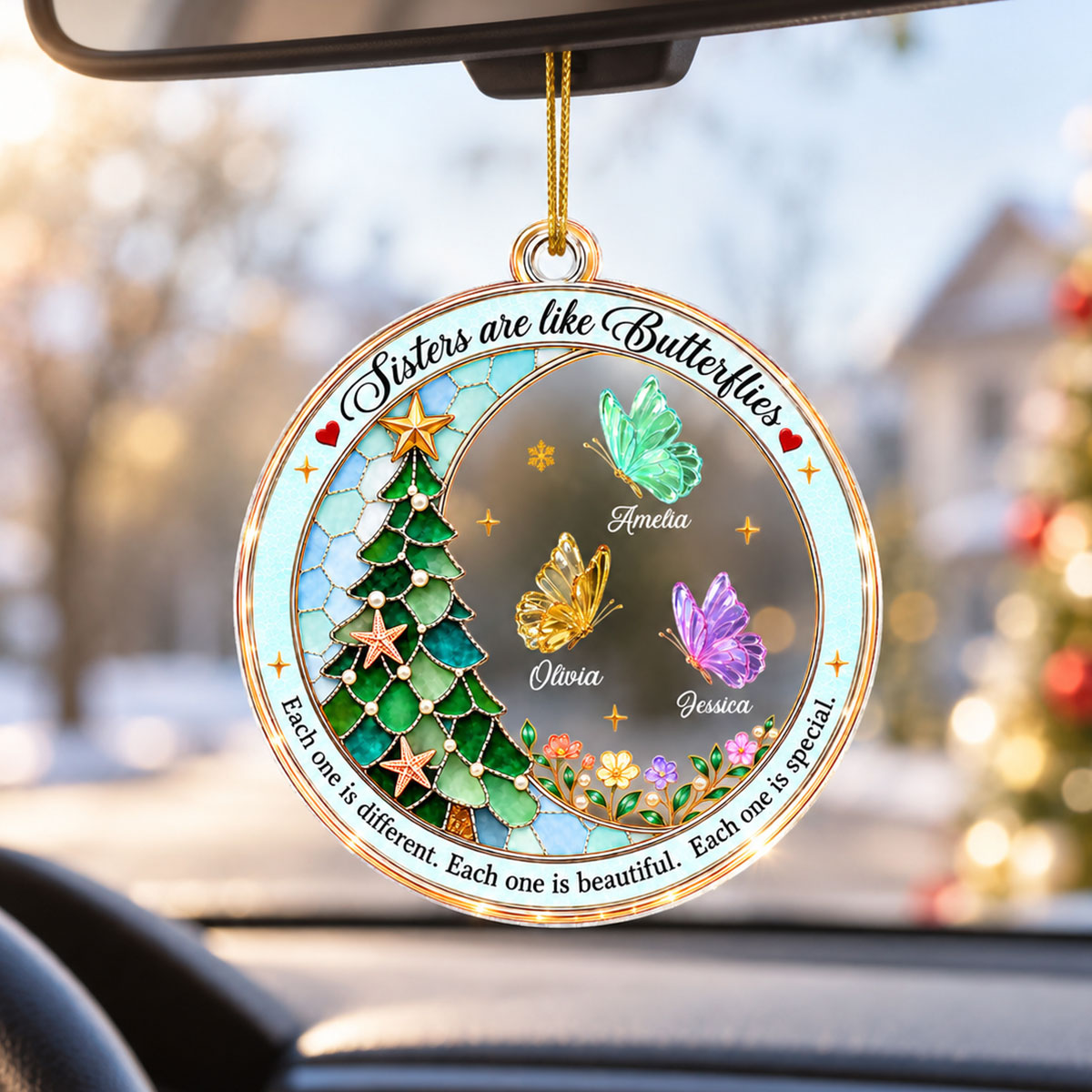 Trending Sisters Butterfly - Personalized Acrylic Ornament - Christmas Gift For Sisters, Girls