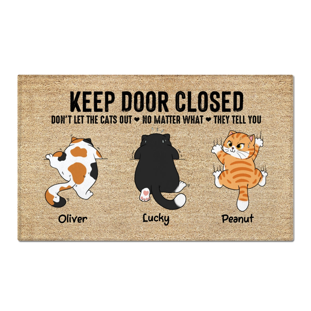 Don't Let The Cats Out Naughty Cats Personalized Doormat