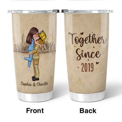 Forever Be My Always Couple Hugging Kissing Gifts by Occupation Gift For Her Gift For Him Firefighter, Nurse, Police Officer Personalized Tumbler