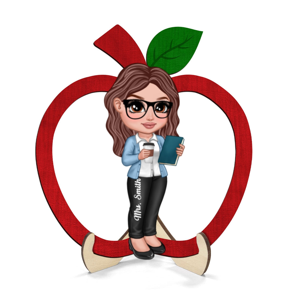 Y2K Style Teacher Apple Personalized 2-Layer Wooden Plaque, Gift For Teacher, Appreciation Gift