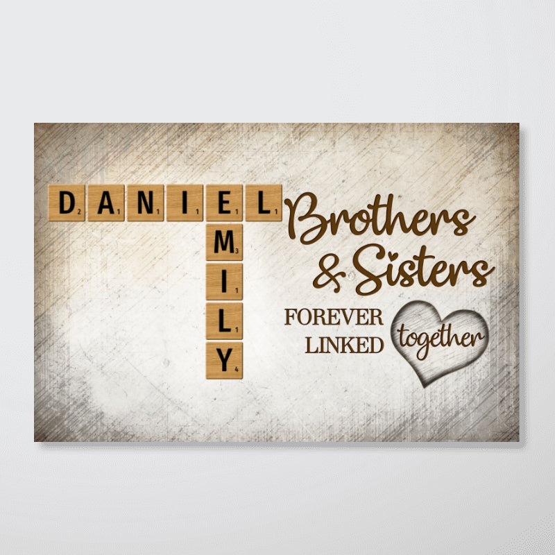 The Love Between Brothers & Sisters Knows No Distance Crossword Puzzle Art, Personalized Poster