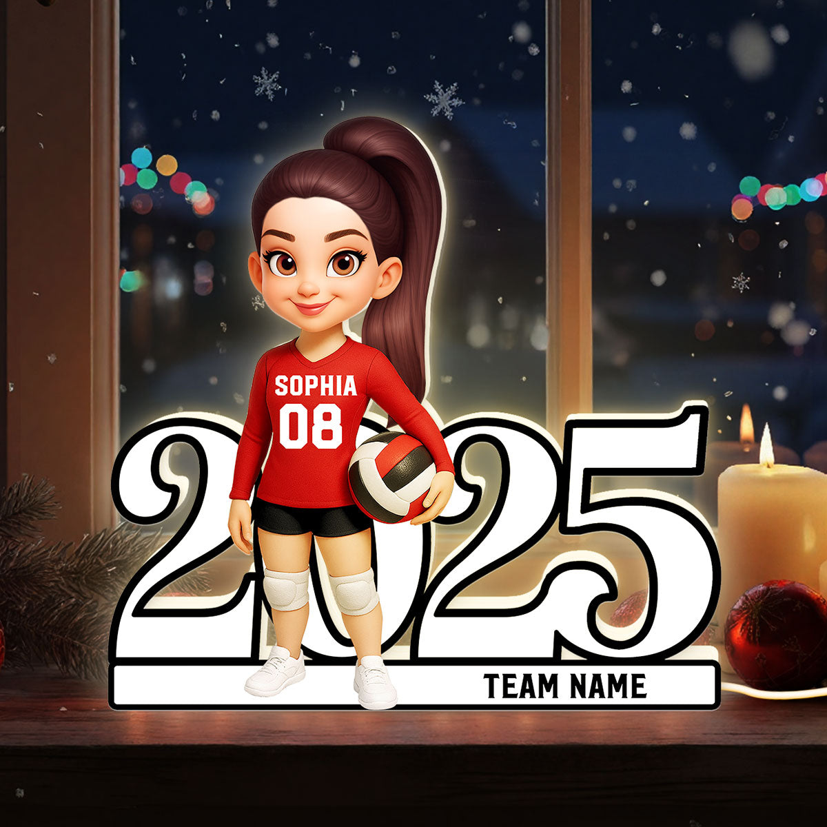 Christmas Volleyball Player - Personalized Light Box - Gift For Volleyball Lovers, School Volleyball Team