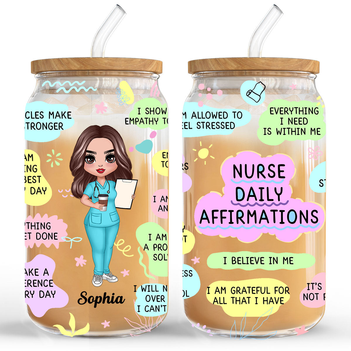 Nurse Daily Affirmations Nurse Appreciation Gift Personalized Clear Glass Can