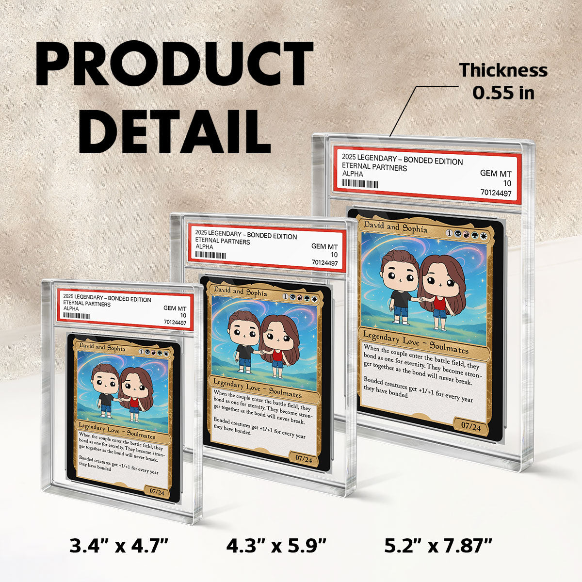 Couple Square Face Fantasy Trading Card Style Personalized Acrylic Block Plaque, Gift For Couple