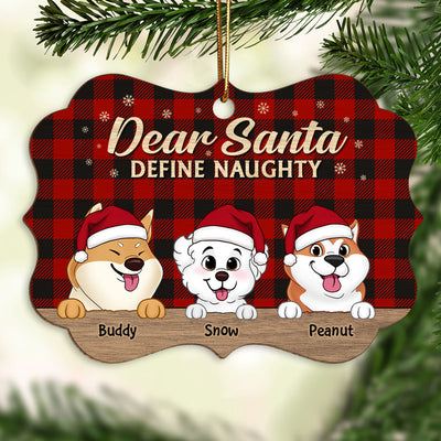 Dear Santa Define Naughty Cute Dogs Christmas Decor Personalized Wooden Ornament