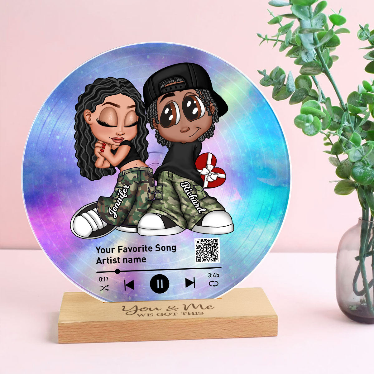 Y2K Couple Together Since Custom Vinyl Record Acrylic Song Plaque, Scannable QR Code, Personalized Birthday, Anniversary Gift for her and for him