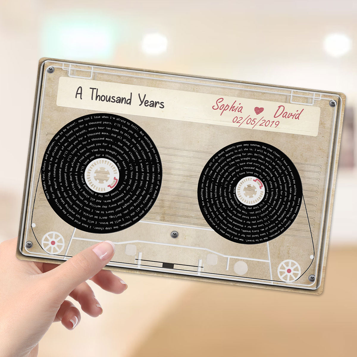 Couple Favorite Song Lyrics Cassette Tape Valentine's Day, Wedding, Anniversary, Unique Gift for Him or Her Personalized 2-Layer Plaque