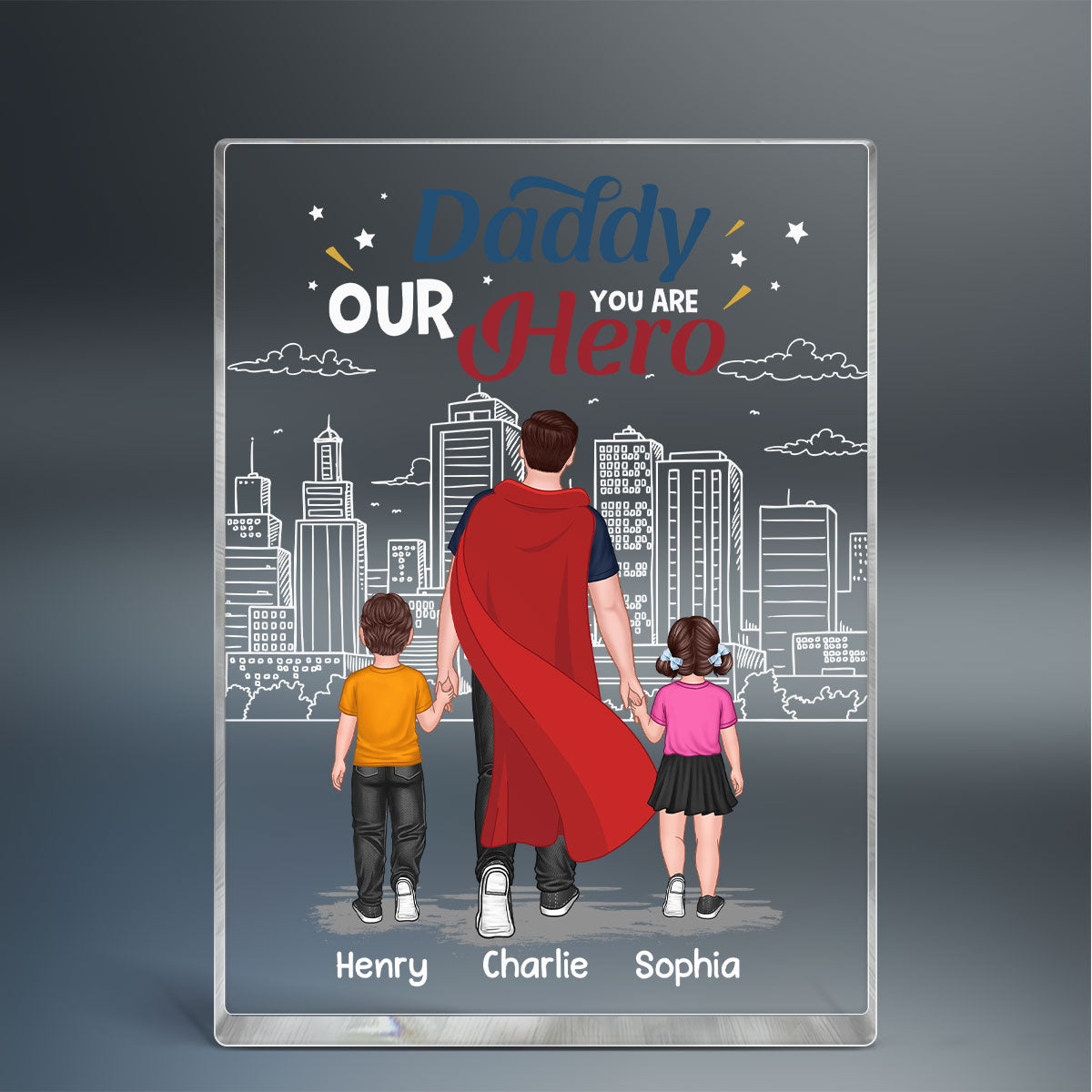 Super Hero Daddy Personalized Rectangle Acrylic Block Plaque