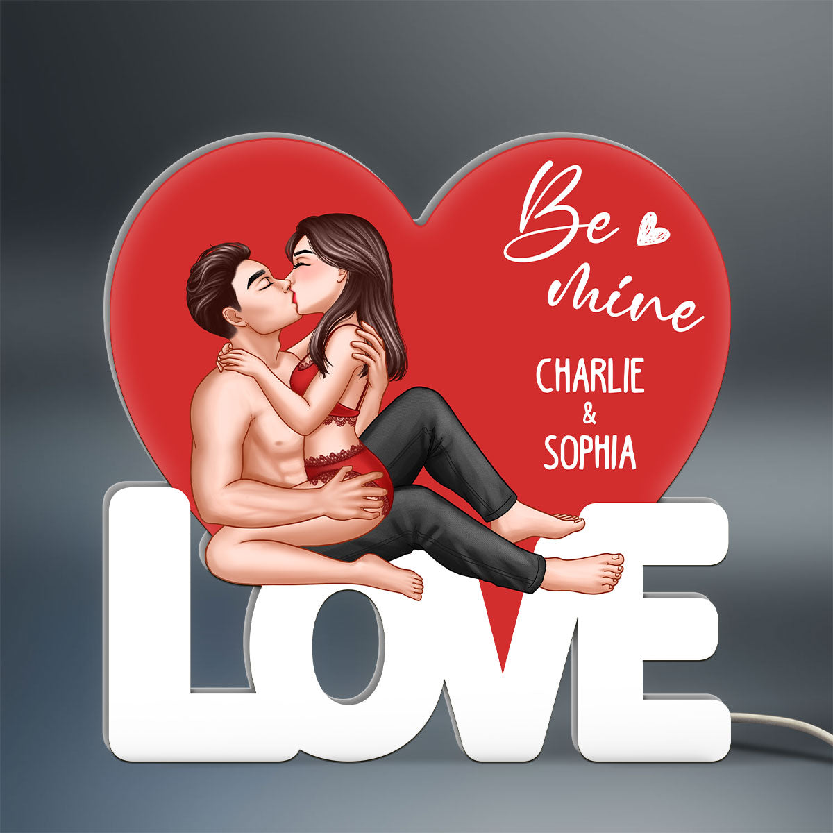 Sexy Couple Kissing On LOVE Heart Personalized Light Box