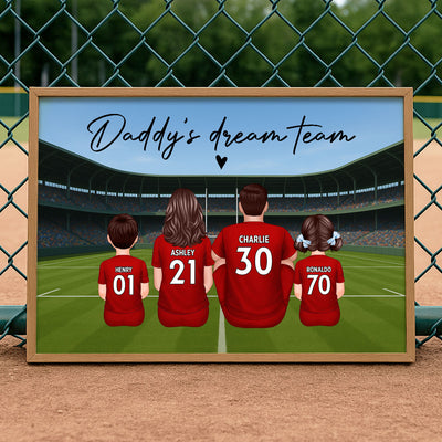 Rugby Family Daddy's Dream Team Personalised Poster| Heartfelt Father's Day Gift For Dad, Husband
