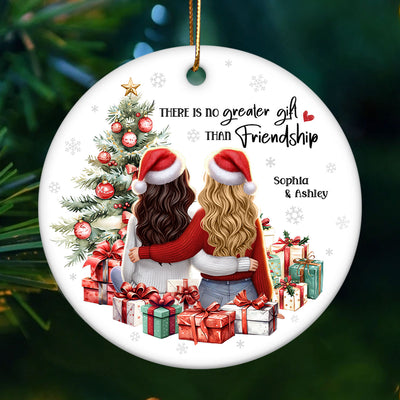 Personalized Christmas Ornament – Besties Sisters by the Tree with Festive Gifts and Holiday Cheer