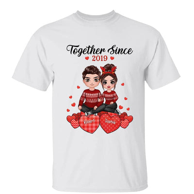 Doll Couple Sitting On Hearts Personalized Shirt