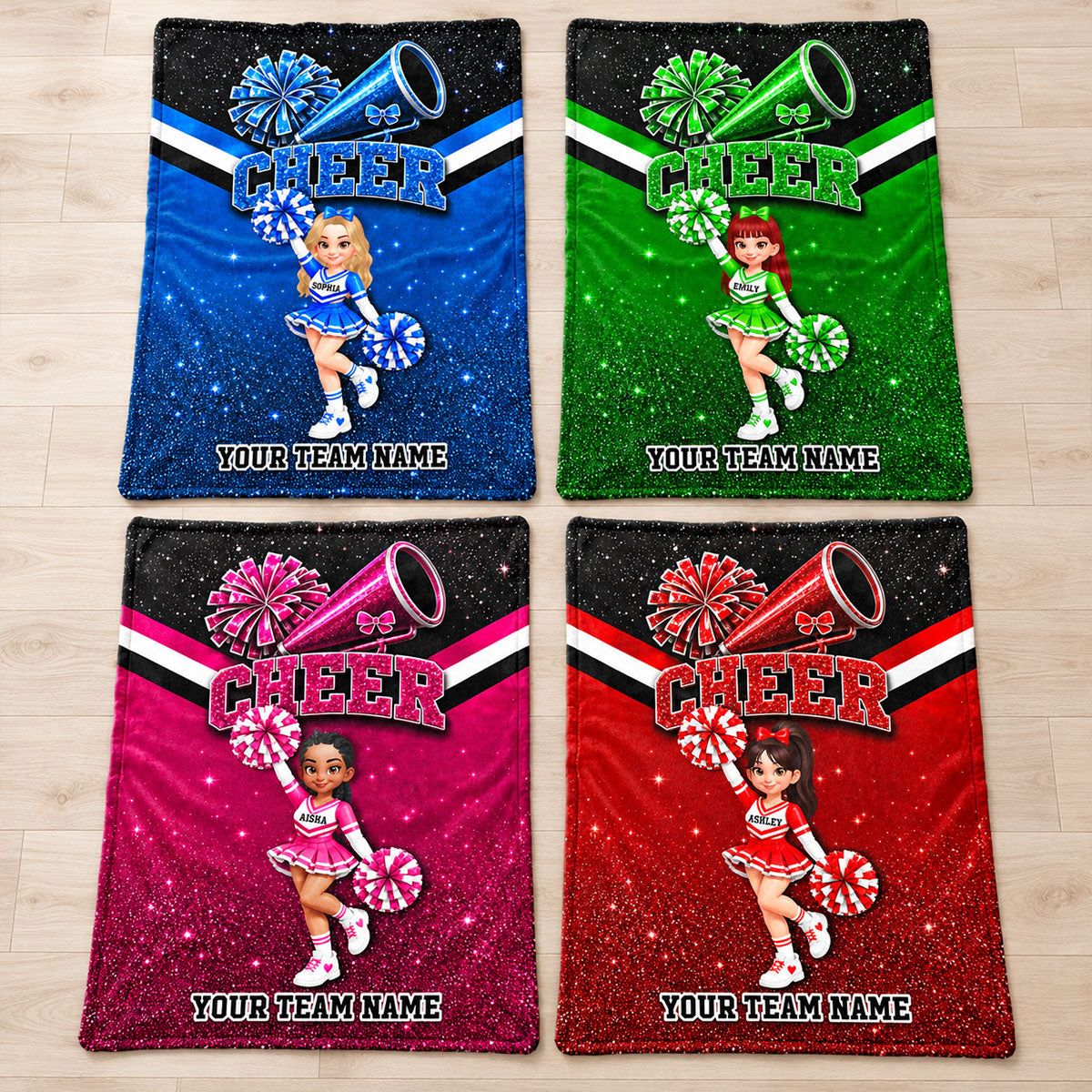 Just A Girl Who Loves Cheerleading Custom Name Team Name - Personalized Fleece Blanket - Christmas Gift For Cheerleaders, Daughter, Granddaughter
