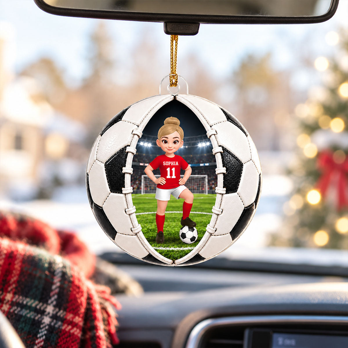 Soccer Ball Design - Personalized Acrylic Ornament - Christmas Gift For Daughter, Son, Grandkids