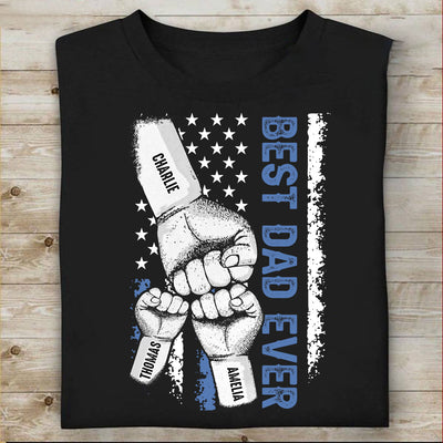 Dad & Kids Fist Bump Nation Flag - Personalized Shirt - Heartfelt Gift For Dad, Husband