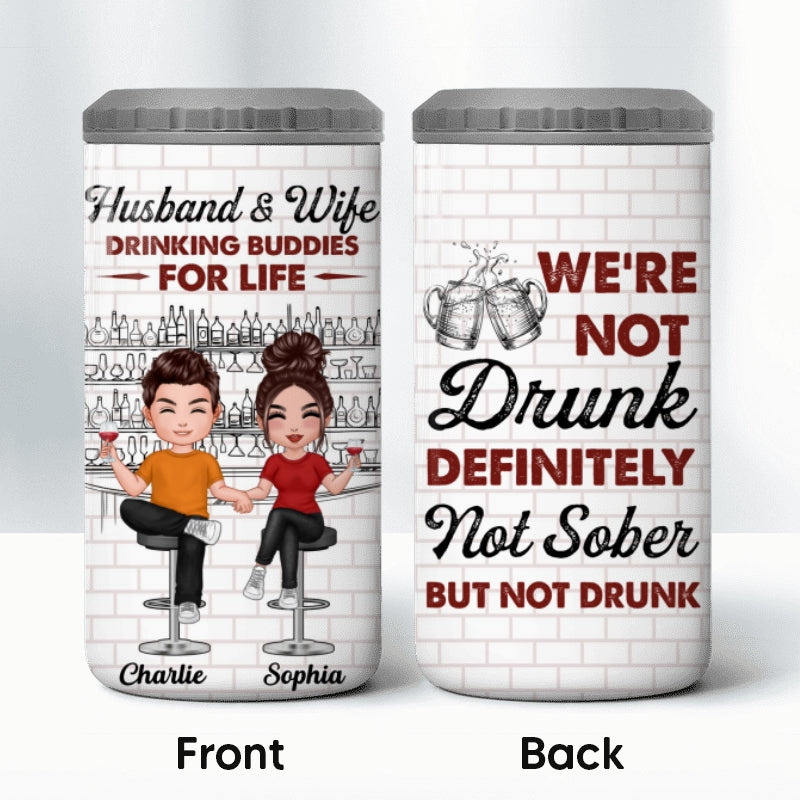 Husband And Wife Couple We‘re Not Sober Multiple Uses Tumbler - Personalized 4 In 1 Can Cooler - Valentine’s Day Gift For Him Gift For Her