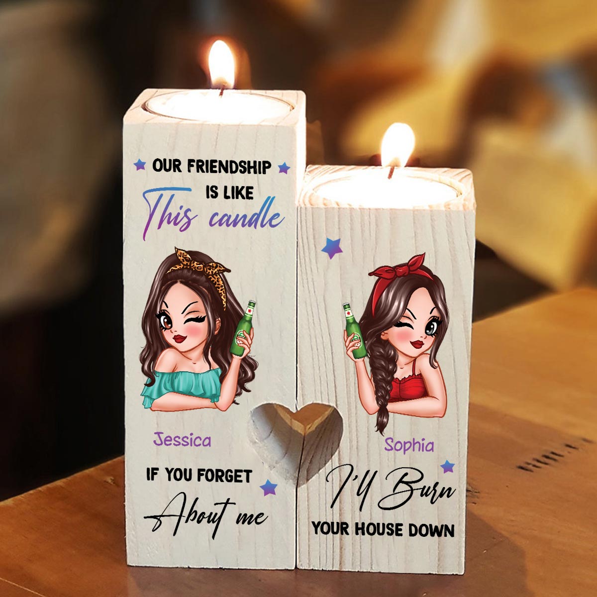 Our Friendship Is Like This Candle Personalized Candle Holder, Birthday Christmas Gift For Best Friends, Besties
