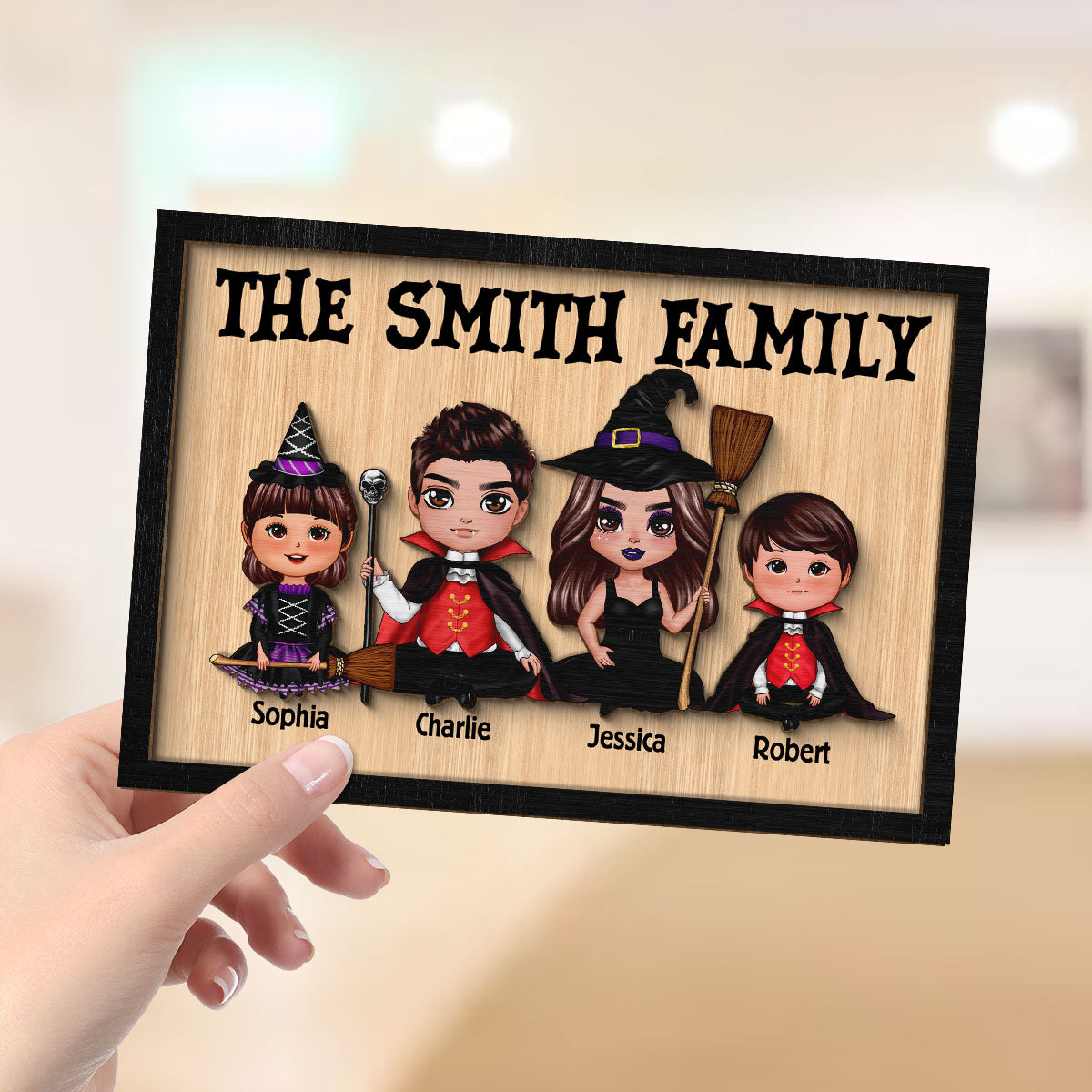 In This House Halloween Family Personalized 2-Layer Wooden Plaque, Halloween Decoration