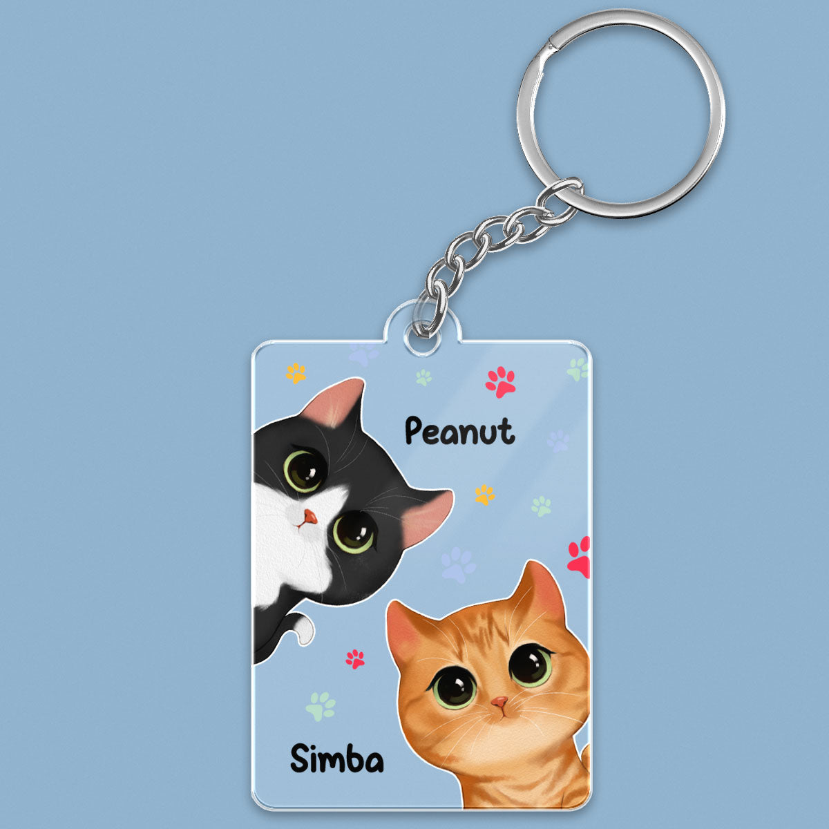 Cute Watercolor Cats Peeking Gift For Cat Lover Personalized Acrylic Keychain