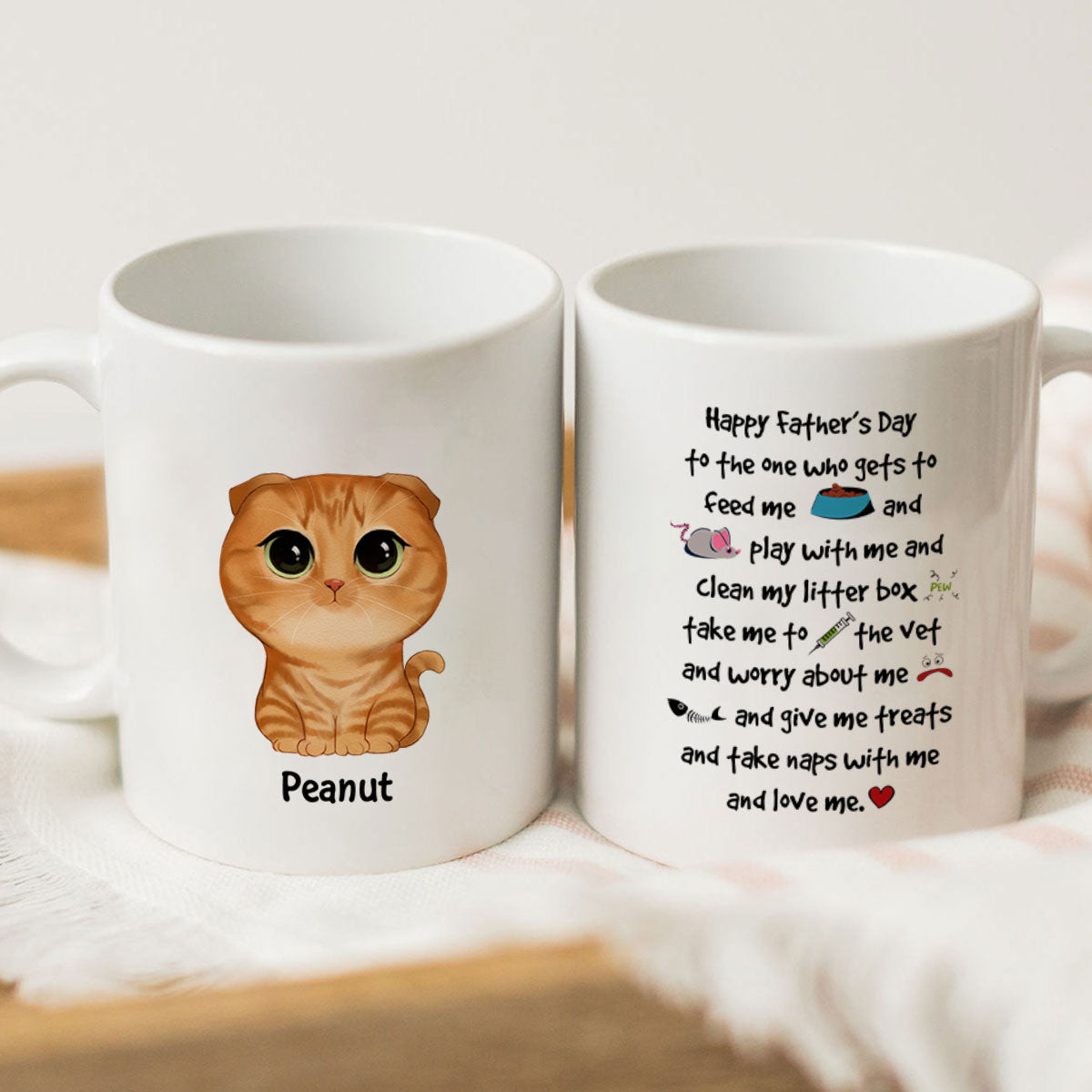 Watercolor Cute Cats Happy Father‘ Day Cat Things Personalized Mug