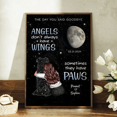 The Day I Lost You Dog Memorial Woman Hugging Lost Loved Dog Personalized Poster