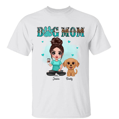 Watercolor Cute Dogs Teal And Leopard Dog Mom Personalized Shirt