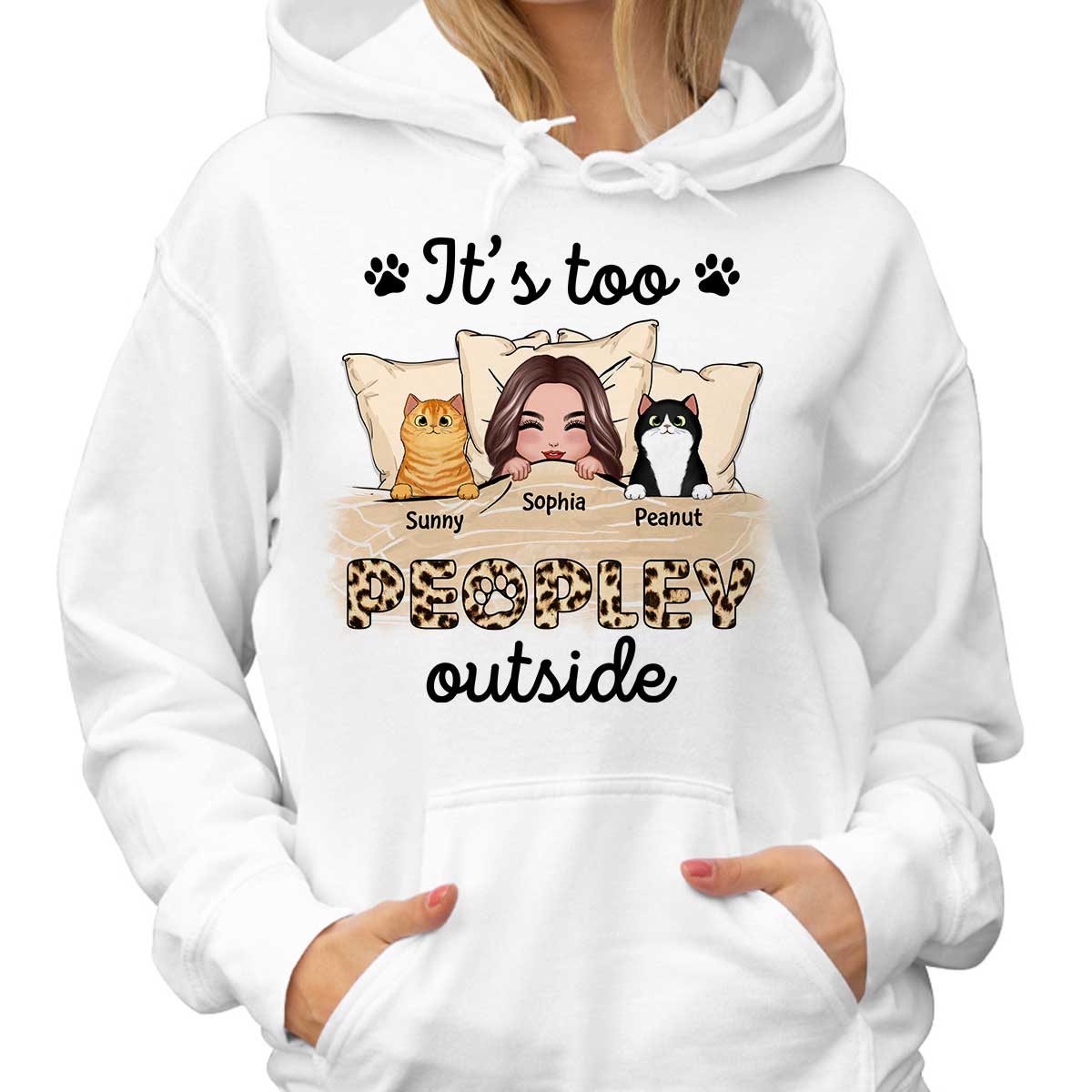 Leopard Cat Mom It‘s Too Peopley Outside Personalized Shirt