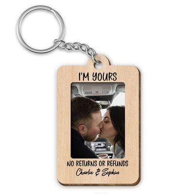 Drive Safe Handsome Personalized Couple Photo Car Wooden Keychain, Gift For Him