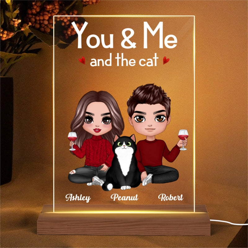 You Me The Cats Gift For Him Gift For Her Personalized Rectangle Acrylic Plaque LED Lamp Night Light