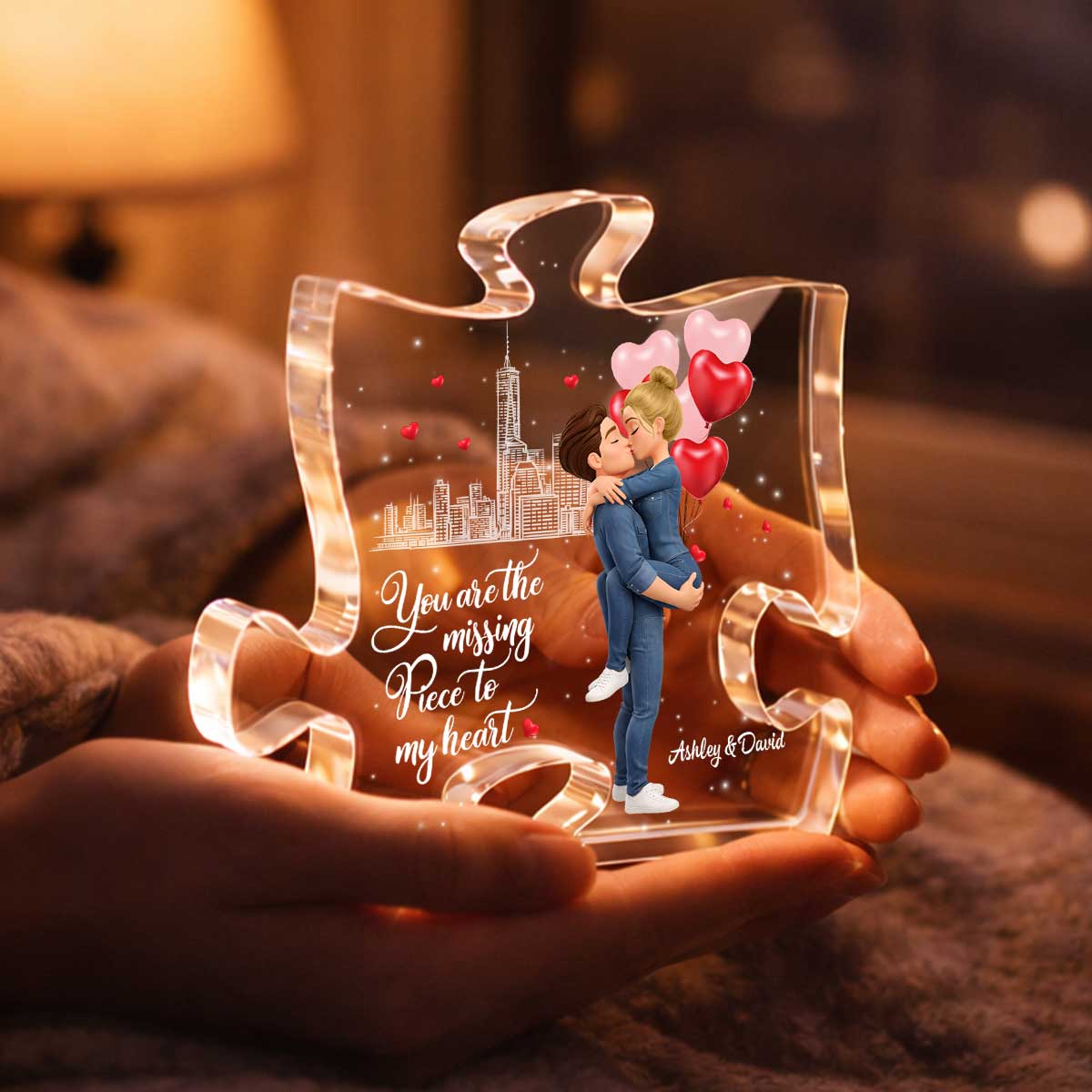 You Are The Missing Piece To My Heart - Personalized Acrylic Block Plaque - Anniversary, Valentine's Day Gift, Gift For Him, Gift For Her