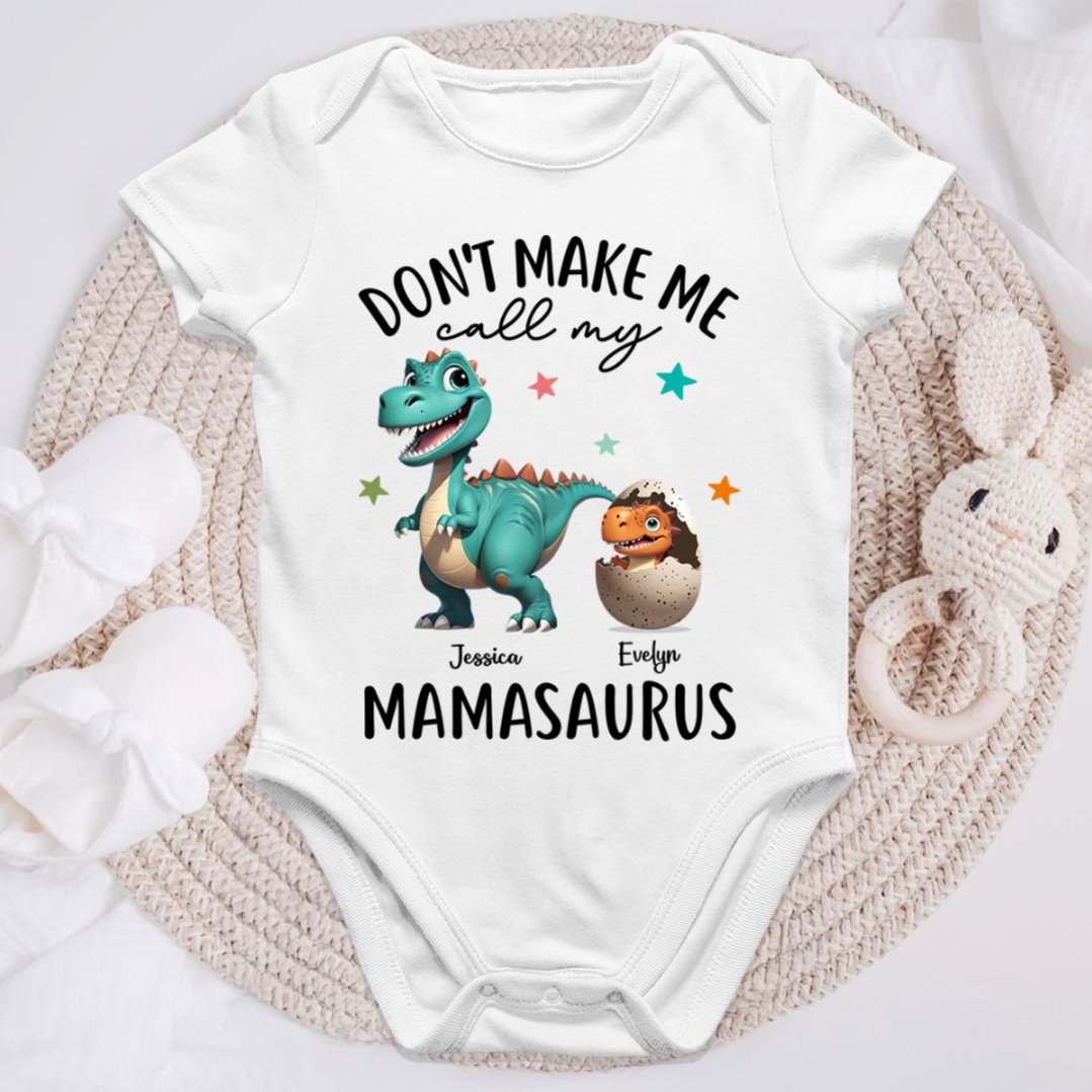 Don't Make Me Call My Mamasaurus Grandmasaurus Personalized Kid Shirt