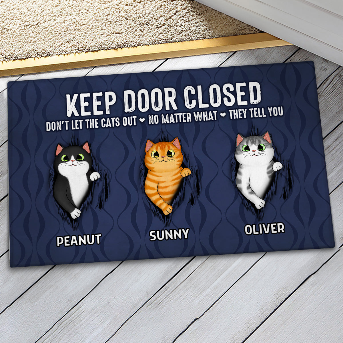 Keep Door Closed Fluffy Cat Tearing Purrfect Home Decor Gift For Cat Lovers Personalized Doormat