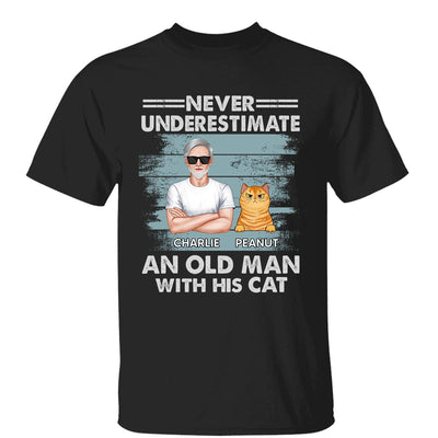 Never Underestimate An Old Man With His Cats Drizzle Personalized Shirt